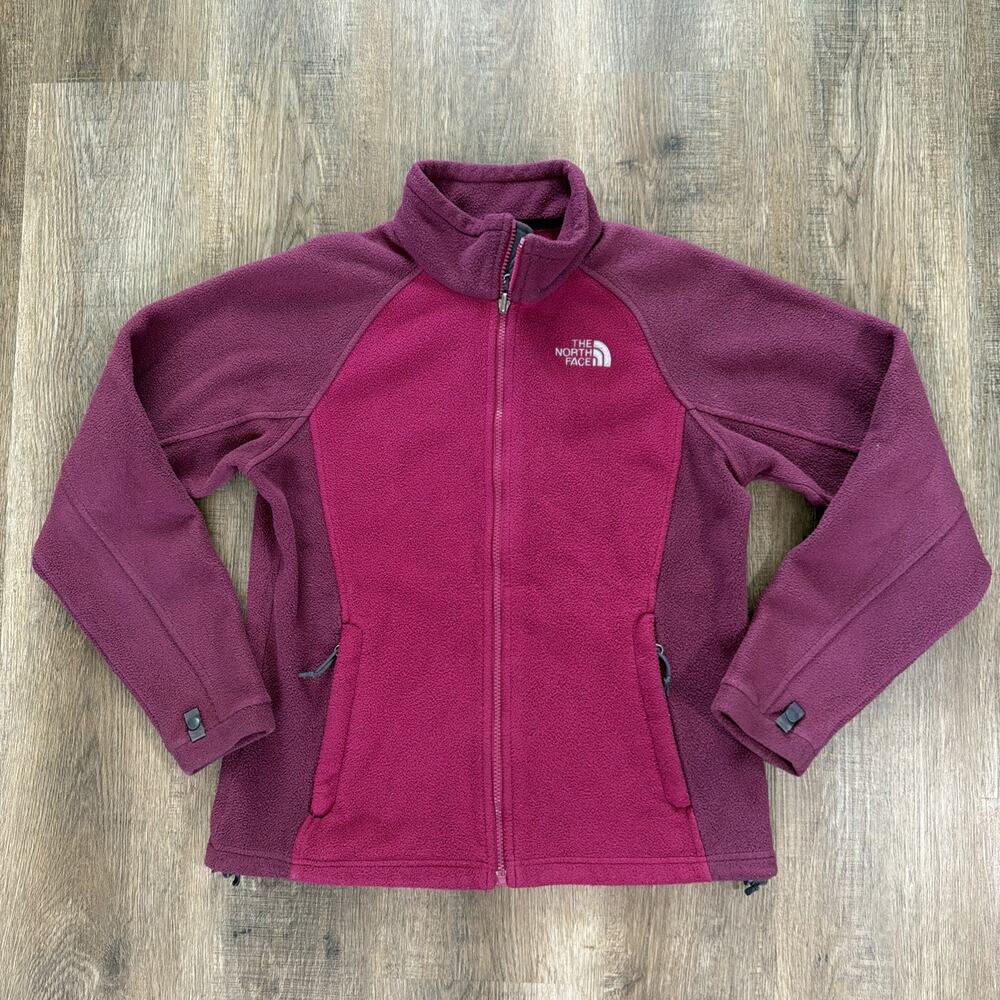 Y2K The North Face Women's Sz M Khumbu Pink Purple Colorblock Fleece Jacket